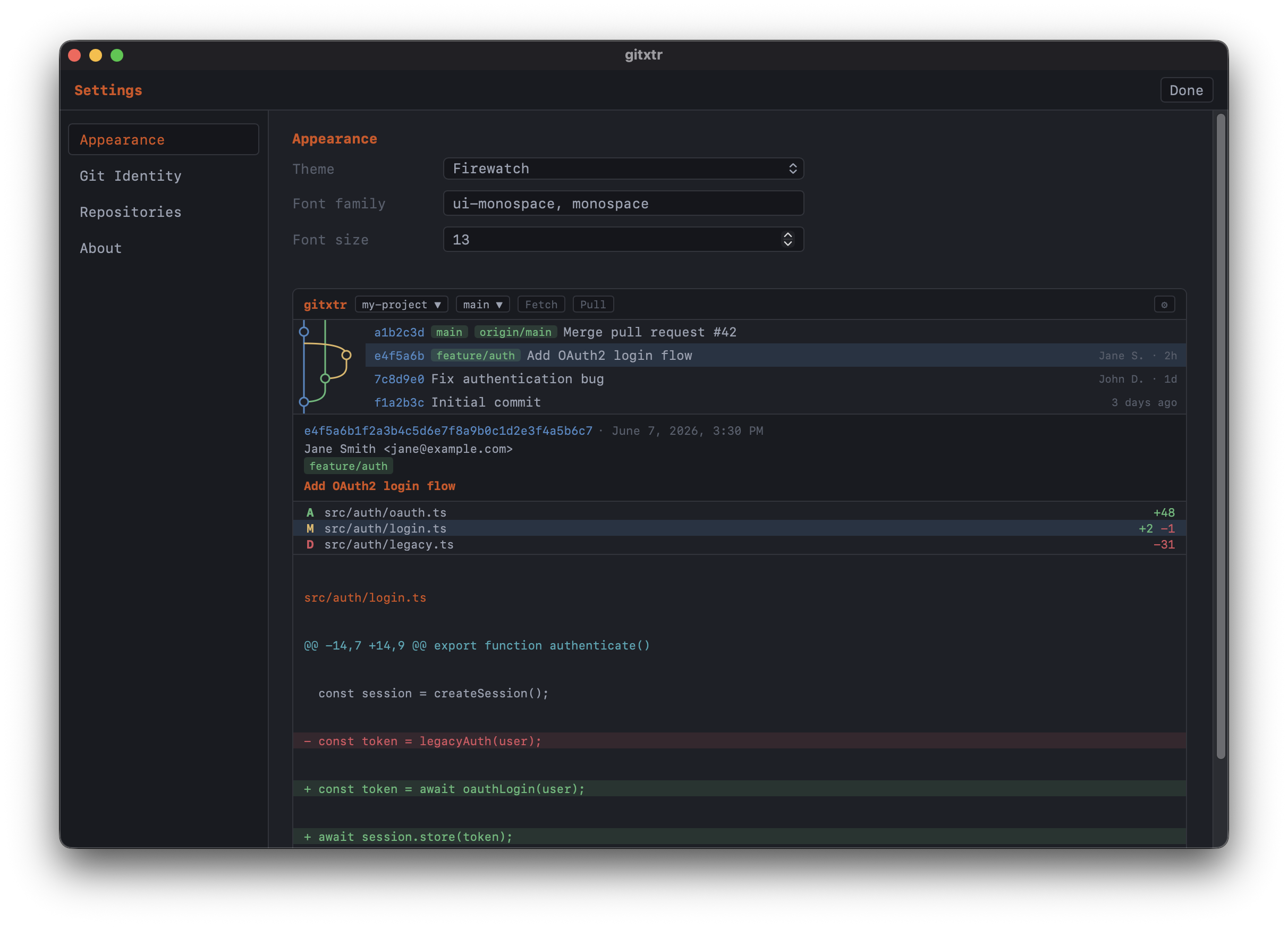 gitxtr screenshot